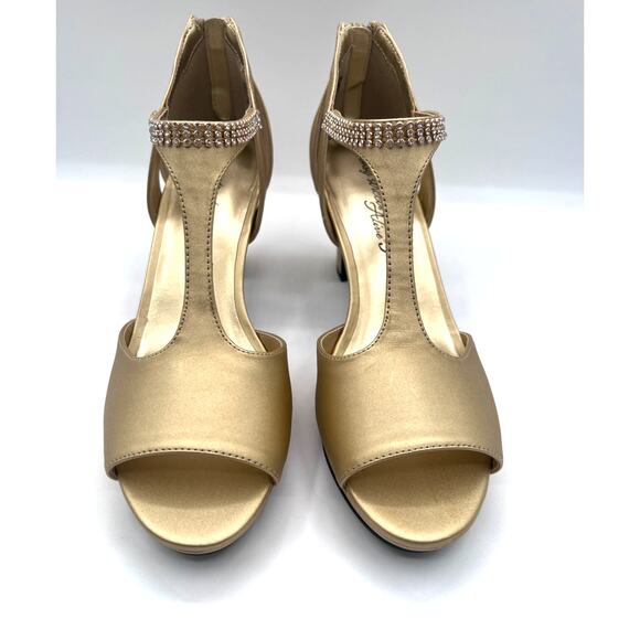 EASY STREET 'FLASH' DRESS RHINESTONE T-STRAP SANDAL GOLD SATIN WOMENS 8.5WW NEW - Picture 5 of 16